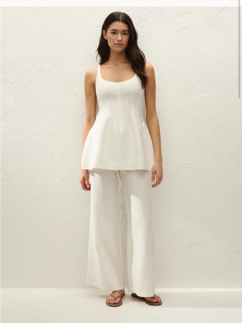 Faithfull the Brand Syna set Cream Wide-Leg Linen Blend Pants